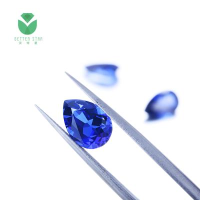 China Environmental Friendly Wholesale Lab Developed Blue Sapphire Pear Cut Hydrothermal Colombian Lab Created Loose Gemstone Buyer for sale