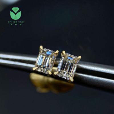 China Environmentally Friendly 0.3 Carats Per Piece D VS 18k Green Diamond Shape Earring Jewelry Prices Lab Grown Yellow Gold HPHT CVD for sale