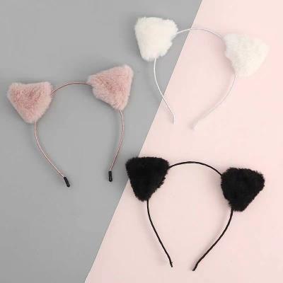 China Eco-friendly New Fashion Cat Ears Headband Hair Band Fluffy Hair Circle Headband Women Headband for sale