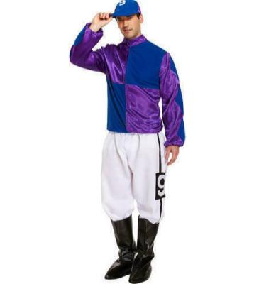 China Eco-Friendly Purple Jockey Men Fancy Dress Polo Racing Sports Uniform Horse Rider Costume Outfits for sale