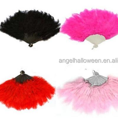 China Festival Stuff Popular Cheap Color Mix Feather Plastic Folding Hand Fans For Dancing SZ2012 for sale