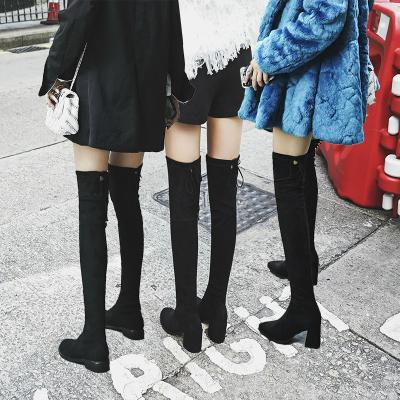 China Fashion Breathable Women Boots Spring Winter Over The Knee High Heels Velvet Quality Suede Long Thigh High Boots for sale