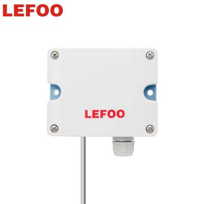 中国 LEFOO PC Shell Wall Mounted Temperature Transmitter High Precision 4-20mA Intelligent Temperature Sensor For HVAC 販売のため