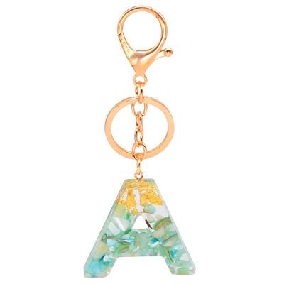 China Fashiontable Patchwork Yellow&Green Letter A-Z Keychain For Purse Handbags Pendant for sale