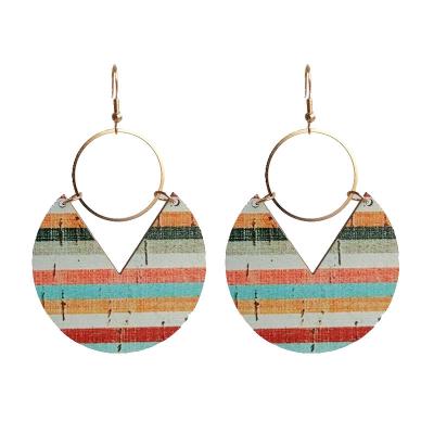 China New TRENDY Fashion Metal Cavity Around Circle Earrings Stripe Patchwork Bohemian Geometric Stud Earrings For Women for sale