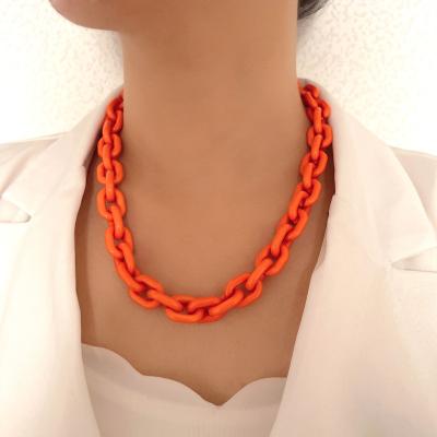 China New Arrival CLASSIC Fashion Link Chain Necklace Acrylic Rock Chunky Plastic Choker Collar Necklace Gothic For Women Jewelry Accessories for sale