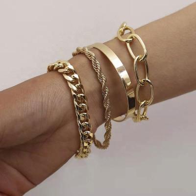 China Boho Punk Cable Chain Bracelets Set Punk Jewelry Gifts for sale