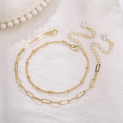 China BOHEMIA Delicacy Layered Gold Oval Chain Bracelet for sale