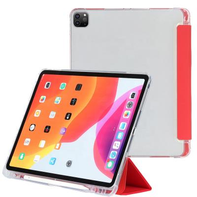 China 2021 Tri Folded Case Case For iPad Pro 12.9 inch 2020 2021 Shockproof PU Leather Transparent Back Case for sale