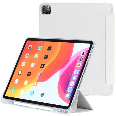 China 2021 Tri Folded Case Case For iPad Pro 12.9 inch 2020 2021 Shockproof PU Leather Transparent Back Case for sale