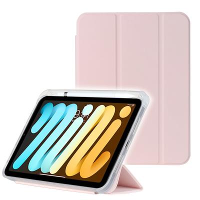 China Transparent Stand Case New Arrival Shockproof PU Leather Case Tablet Case for iPad mini6 with Pencil Slot for iPad mini6 for sale