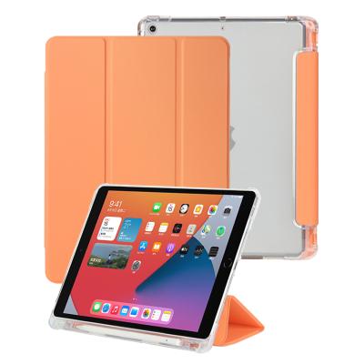 China 2019 2020 Generator Case Clear Back Tablet Tri Folded PU Leather Case For iPad 10.2