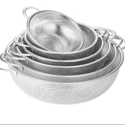 China Viable hot sale products stainless steel fruit vegetable portable multi purpose washing drain basket with binaural ears for sale