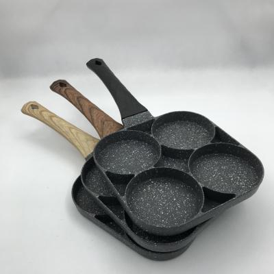 China Minimalist Amazon Factory Top Selling Four Holes Stick Breakfast Pan Egg Pan Egg Pan Direct Aluminum Hamburger Pan for sale