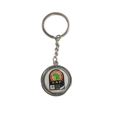 China Custom Round Shape Metal Key Chain Stainless Steel Rotating Keyholder Soccer Match Souvenir Souvenir Gifts Promotion for sale