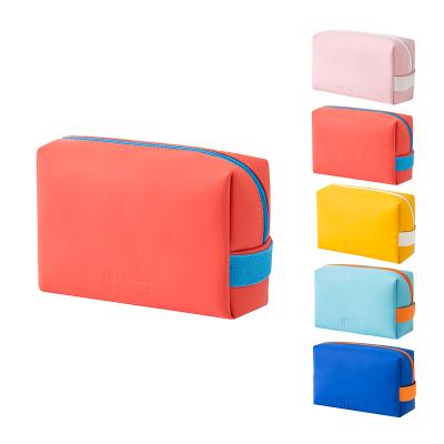 China Cute Colorful Normcore PU / Minimalist Multicolor Options PU Cosmetic Travel Bag Frosting Eco-friendly Makeup Bag Cosmetic Pouch for sale