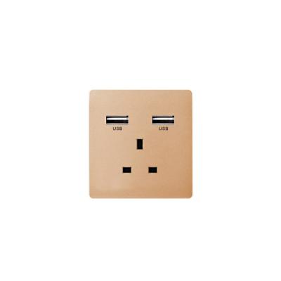 China Residential/Multi-Purpose Gold Multi Color Socket Dual Usb Wall Outlet With 2 Usb Socket for sale