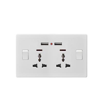 China Residential/General Purpose Usb UK Wall Socket With Chrome Switch Swept UK Wall Socket With Left Dual Usb UK Usb Wall Socket for sale