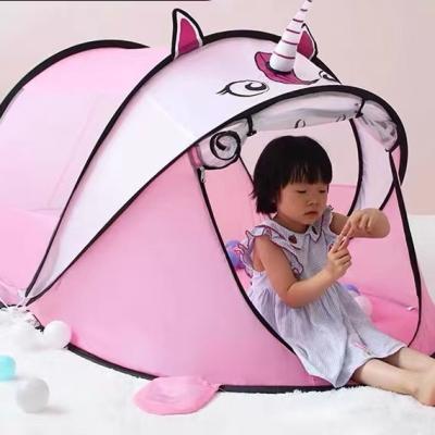 China Easy Install Portable Kids Unicorn Tent Pink Cartoon Small House Outdoor Camping Tent Mosquito Proof for sale