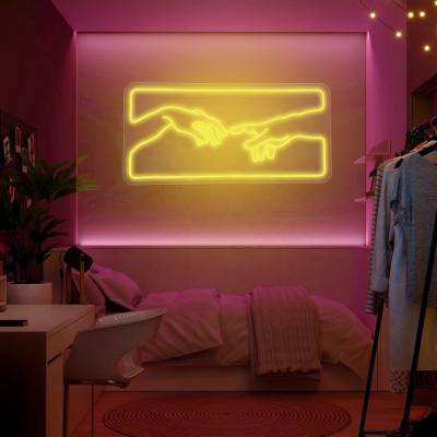 China Buildings Custom Hand Made Hands Led Neon Light Sign For Bedroom House Decoration for sale