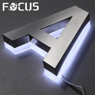 China High Quality Custom Luxury Buildings Silver Stainless Steel Signage Led Backlit Sign Letters For Company Signs for sale