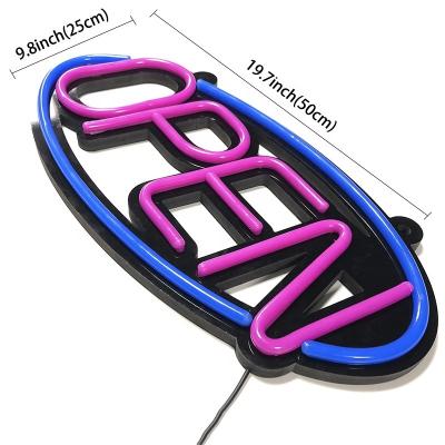 China PVC Indoor OPEN Oval Frame LED Neon Light Sign Unbreakable Silicone Cable Neon Sign Custom for Bar and Shop for sale