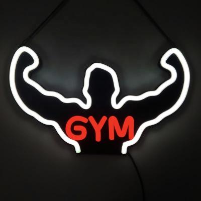 China Small LED Neon Signs Muscle Man Neon Lights Shop 12V Indoor Outdoor Front Open Sign Business For Gym Store for sale