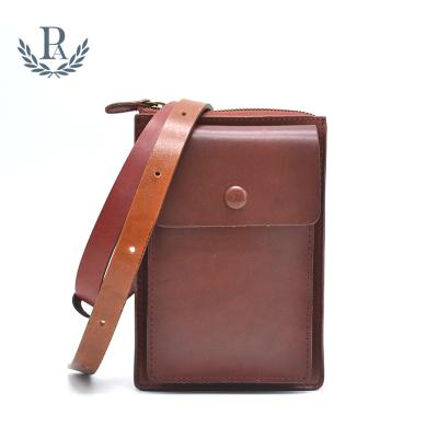 China Vintage Leather Men's Waterproof Vegetable Tanned Wallet Cross - Body Bag Cell Phone Wallet for sale