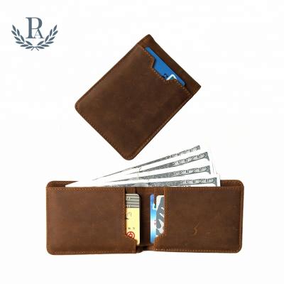 China Crazy Men's RFID Wallet Leather RFID Horse Card Slim Bifold Wallet Protection for sale