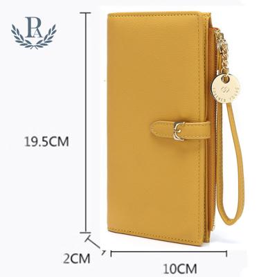 China RFID Ladies Travel Purse Zipper Around Clutch Wallets Wristband RFID Blocking PU Leather Women Wallet Along for sale