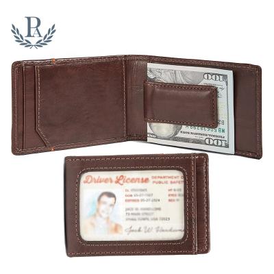 China Fashion Mens Slim Bifold Gift Wallet Groomsmen Slim RFID Money Clip Genuine Leather Magnetic Leather Wallet for sale