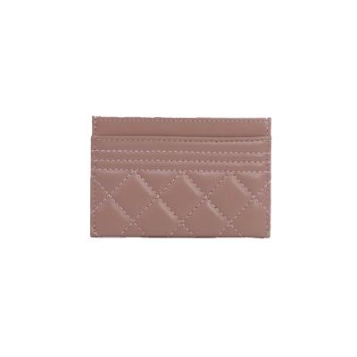 China Waterproof Minimalist Diamond Leather Card Holder Wallet Slim Credit Card Holder for sale