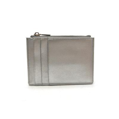 China Slim Saffiano PU Leather Wallet RFID Blocking Zipper Card Holder With ID Window for sale