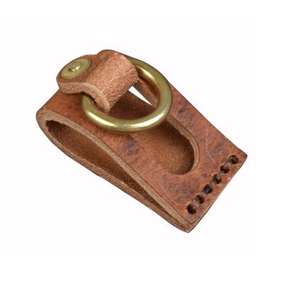 China Minimalist Wholesale Handmade Vegetable Tanned Leather Custom Logo Leather Belt Loop Clip Key Chain Holder for sale