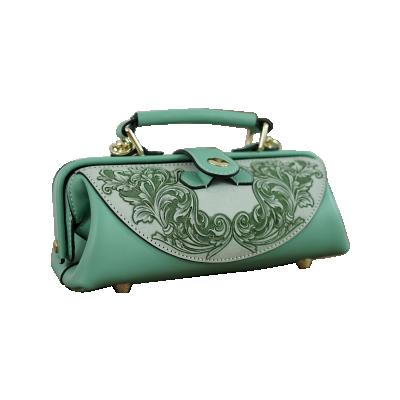 China Genuine Leather Decoupage Handmade Leather Evening Clutch Bag Hand Painted Leather Clutch Bag for sale