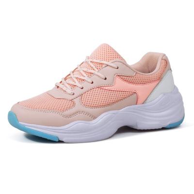 China Cushioning New Trend Customize Women Fashion Sport Shoes Beatheable Mesh Insole Platform Outsole Women Pink Upper Comfortable Walking Shoes for sale