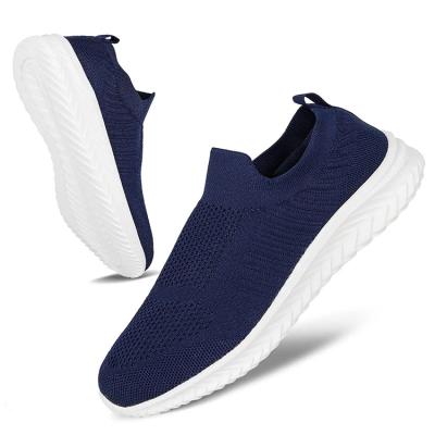 China Popular hot sale fashion factory trend design breathable blue knitting slip on sports casual shoes for men for sale