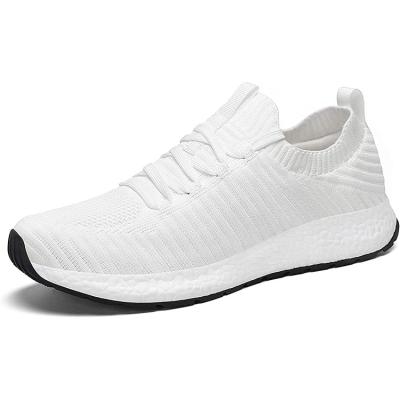 China Cushioning Manufacturers Sports High Quality Lightweight Breathable Cushioning White Knitting Running Shoes For Men for sale