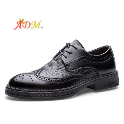 China ADM Flat Walking Leather Casual Shoes Black Men's Formal Banquet Business Travel Leather Shoes for sale