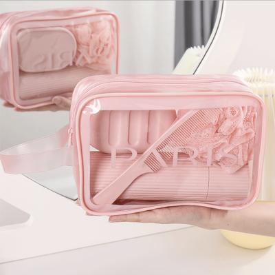 China High Quality Clear Transparent Stylish Makeup Cosmetics Bags Durable Custom Private Label Pouch For Women Travel Bags for sale