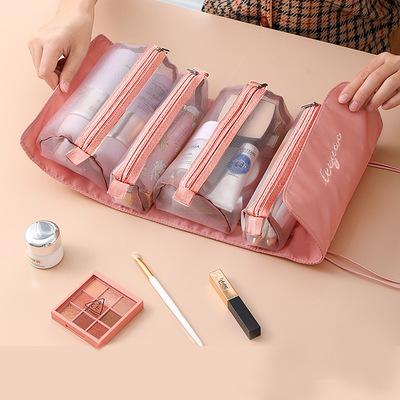 China Korean version detachable cosmetic bag, portable large capacity four in one portable folding travel storage cosmetic bag, wash bag for sale