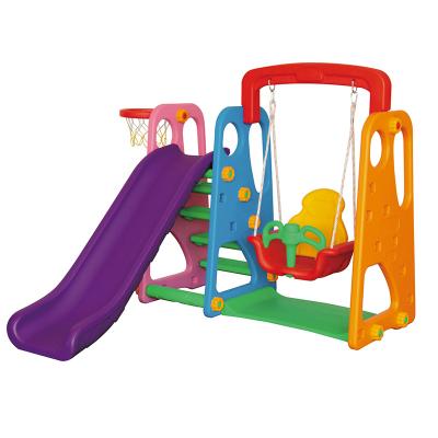 China Environmental Friendly Plastic Kids Playground Slide With Swing for sale