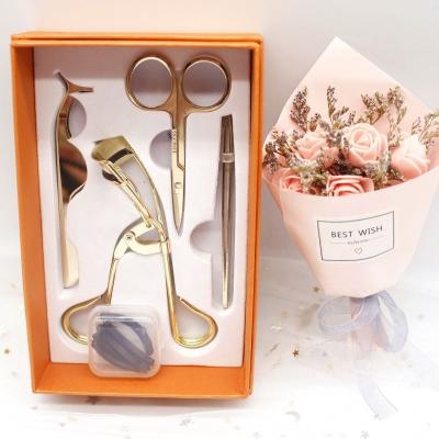 China Carton Wholesale Beauty Tools Multifunctional Eyelash Curler Auxiliary Set Of 4 False Eyelashes Tweezers Auxiliary for sale