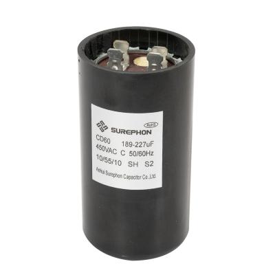 China Air conditioner 250v 100uf 300uf cd60 motor starting capacitor for sale