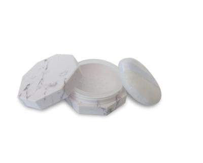 China Personal Care Octagon Luxury Marble Powder Loose Jar With Strainer Makeup Loose Powder Container for sale