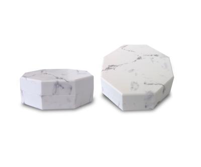 China Net Elastic Loose Box Marble Octagonal Honey Powder Container With Personal Care Powder Puff for sale