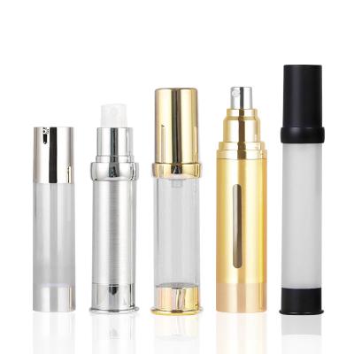 China Cosmetic 15ml 30ml 50ml 80ml 100ml Empty Clear Plastic Metallic Shiny Silver Airless 120ml Pump Bottle for sale