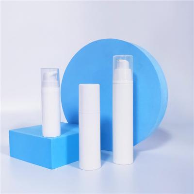 China 5ml 10ml 15ml Cosmetic Cylindrical Skin Care Serum Face White Plastic Airless Cream PP Pump Bottle With Airless Lotion Pump for sale