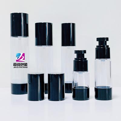 China Twist Pump Bottle 15ml 30ml 50ml 80ml 100ml 120ml Airless Black White Round AS Cream Cosmetic Bottles Airless Pump Lotion Pump Bottle for sale