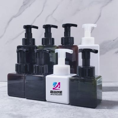 China PETG Cosmetic Hand Soap Plastic Foam Pump Square Bottle 450ml For Cosmetic Shampoo Packaging for sale